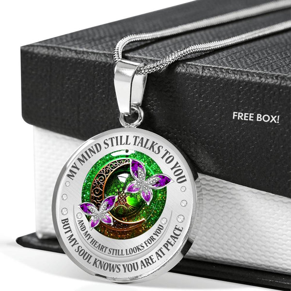 My Mind Still Talks To You Purple Butterflies Celtic Tree Of Life And Moon SP1909041 Luxury Necklace with Back Engraving