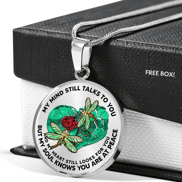 SP0109044 Mind Still Talks To You Dragonflies Broken Heart And Rose Luxury Necklace with Back Engraving
