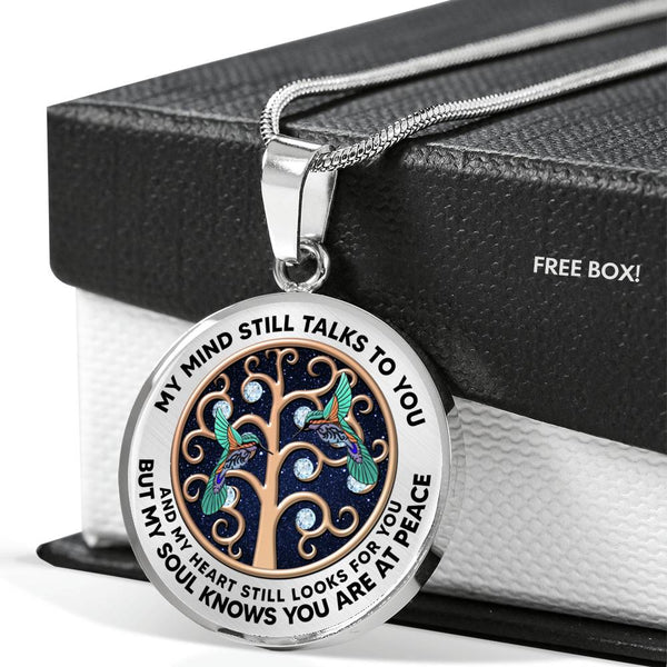 AG1208042 My Mind Still Talks To You Hummingbirds Rose Gold Tree Of Life Luxury Necklace with Back Engraving