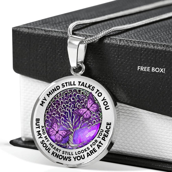 AG2208030 My Mind Still Talks To You Purple Butterflies Tree Of Life Luxury Necklace with Back Engraving