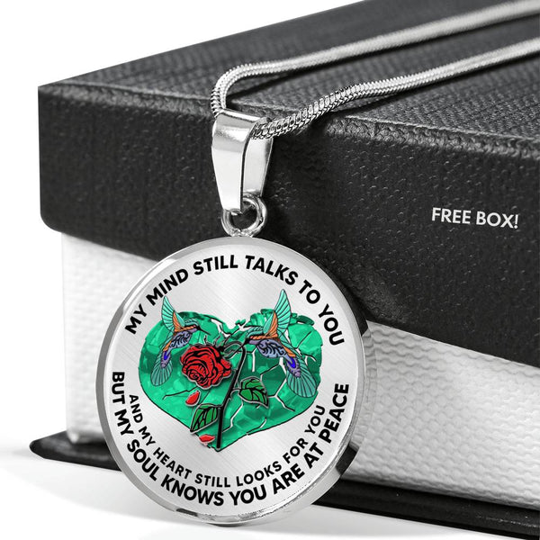SP0109050 Mind Still Talks To You Hummingbirds Broken Heart And Rose Luxury Necklace with Back Engraving