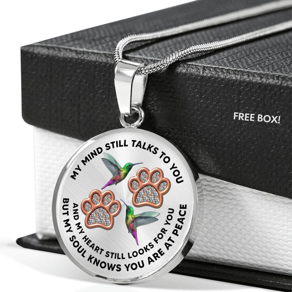 JL1507007 My Mind Still Talks To You Green Hummingbirds Rose Gold Paw Luxury Necklace with Back Engraving