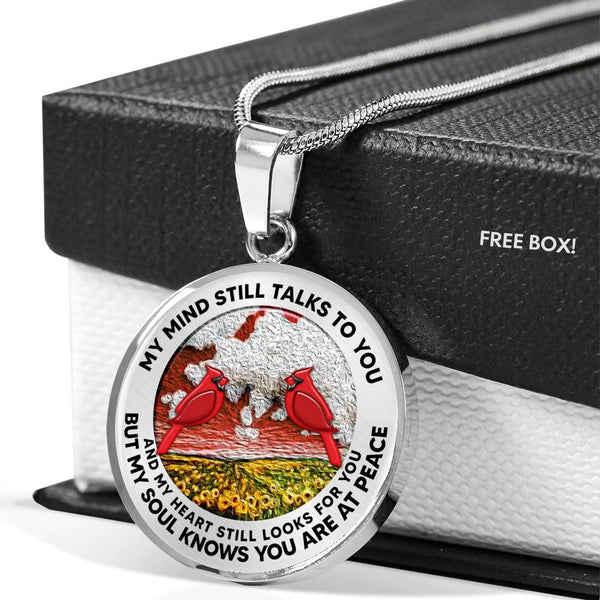 AG2508047 My Mind Still Talks To You Red Cardinals Flower Luxury Necklace with Back Engraving
