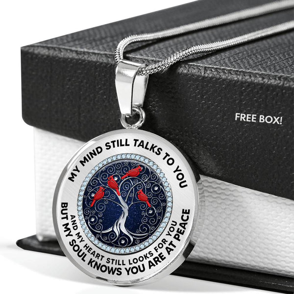 JL2207011 My Mind Red Cardinals Silver Tree Of Life Luxury Necklace with Back Engraving