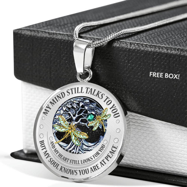 My Mind Still Talks To You Dragonflies Tree Of Life SP1909061 Luxury Necklace with Back Engraving