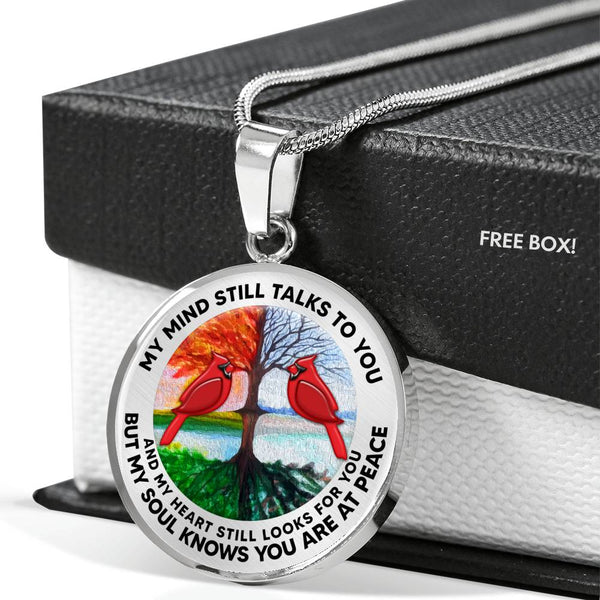 AG2008041 My Mind Still Talks To You Red Cardinals Four Seasons Tree Of Life  Luxury Necklace with Back Engraving
