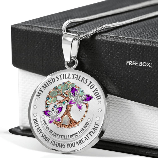 My Mind Still Talks To You Purple Butterflies Tree Of Life Craft SP1909046 Luxury Necklace with Back Engraving
