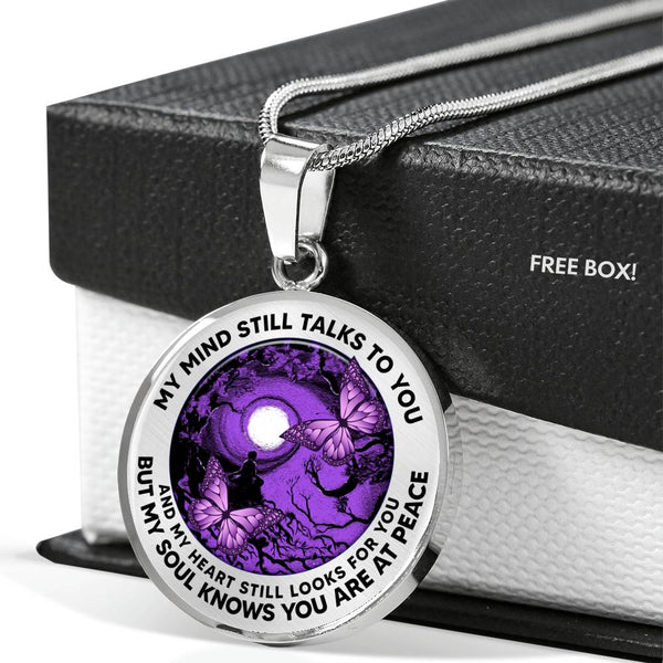 AG2208018 My Mind Still Talks To You Purple Butterflies Tree Of Life Meditation Luxury Necklace with Back Engraving
