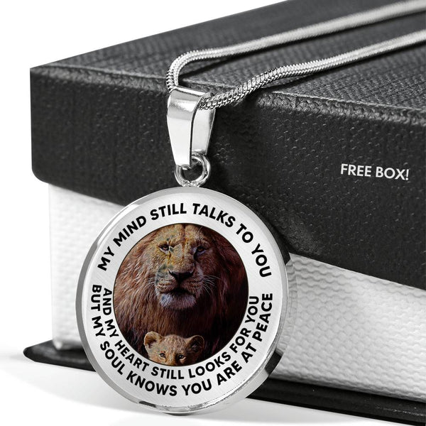 KT310705 My Mind Still Talks To You Lion Father and Son Luxury Necklace with Back Engraving