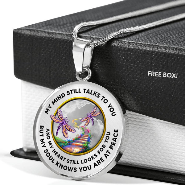 JL1407051 My Mind Still Talks To You Purple Dragonflies Stairway To Heaven And Sky Luxury Necklace with Back Engraving