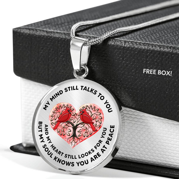 My Mind Still Talks To You Bird Red Heart Tree Of Life PT0005 Luxury Necklace with Back Engraving