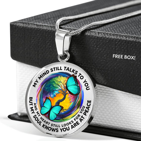AG2008006 My Mind Still Talks To You Turquoise Butterflies Tie DyeTree Of Life  Luxury Necklace with Back Engraving