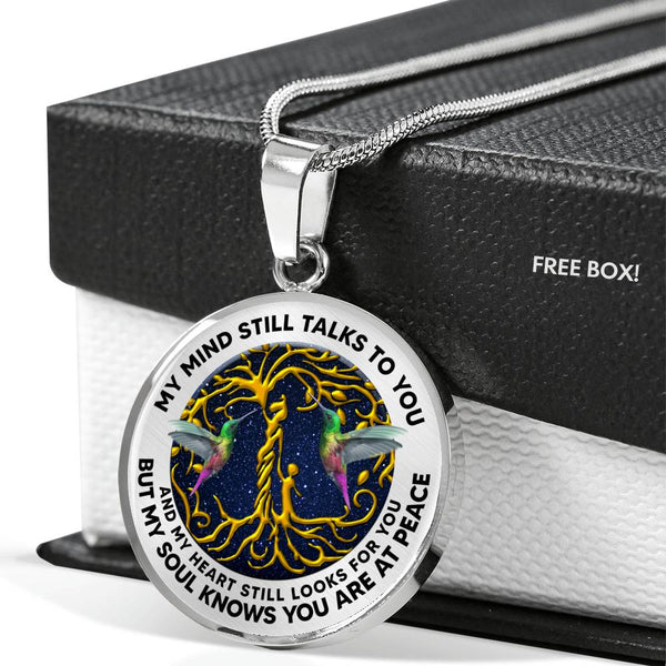 JL2807326 My Mind Still Talks To You Green Hummingbirds Golden Mom And Child Tree Of Life With Galaxy Luxury Necklace with Back Engraving