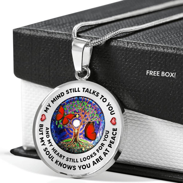 My Mind Still Talks To You Butterfly Darkness Circle Tree Of Life PT0031 Luxury Necklace with Back Engraving