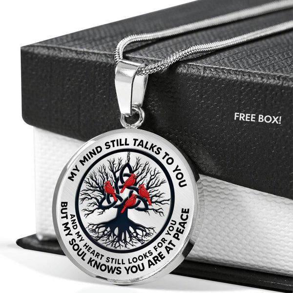 AG0608079 My Mind Still Talks To You Red Cardinals Black Celtic Knot Tree Of Life And Galaxy Luxury Necklace with Back Engraving