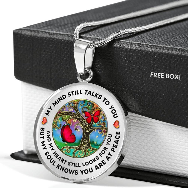 My Mind Still Talks To You Butterfly Red Tree Of Life PT0055 Luxury Necklace with Back Engraving