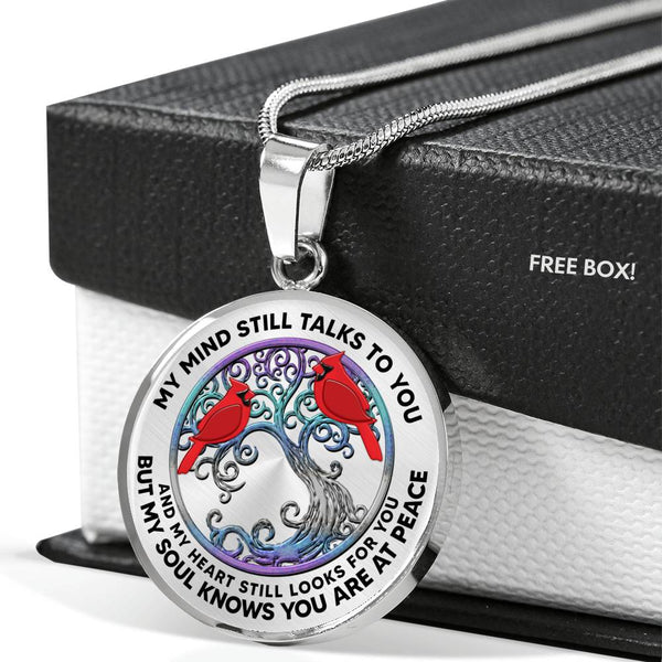 AG0408065 My Mind Still Talks To You Red Cardinals Metal Tree Of Life Luxury Necklace with Back Engraving