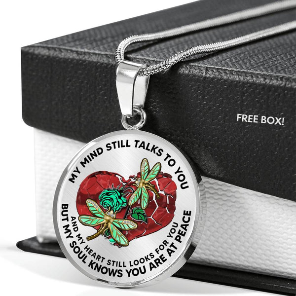 SP0109047 My Mind Still Talks To You Dragonflies Broken Heart And Rose Luxury Necklace with Back Engraving