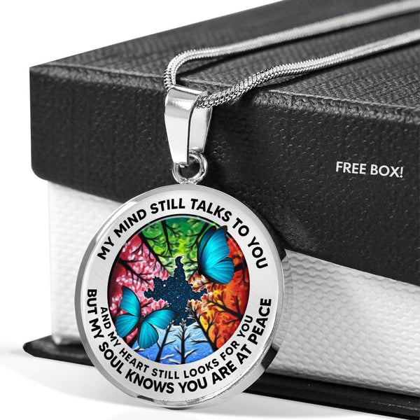 AG2108029 My Mind Still Talks To You Blue Butterflies Four Season Tree Of Life  Luxury Necklace with Back Engraving