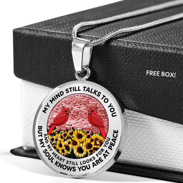 AG2508045 My Mind Still Talks To You Red Cardinals Flower Luxury Necklace with Back Engraving