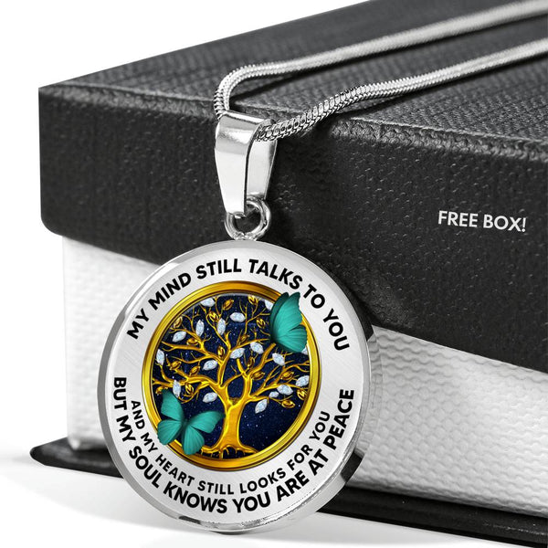JL2307018 My Mind Turquoise Butterflies Golden Tree Of Life And Galaxy Luxury Necklace with Back Engraving