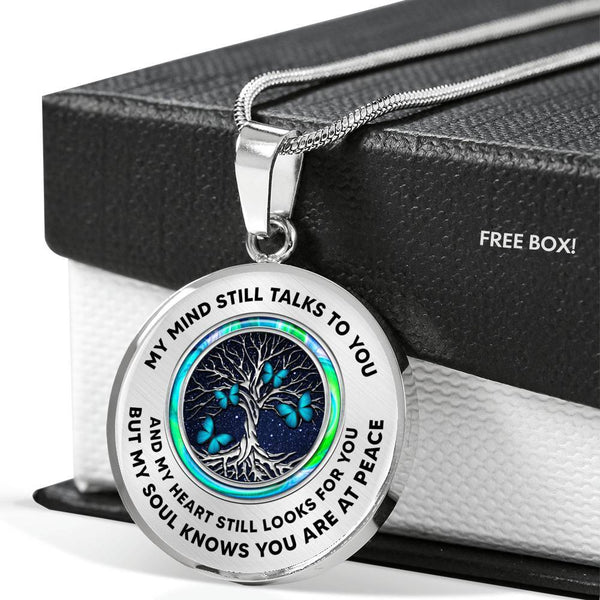 JL1407089 My Mind Still Talks To You Turquoise Butterflies Opal Silver Tree Of Life And Dark Luxury Necklace with Back Engraving