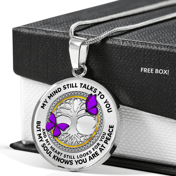 JL2207026 My Mind Purple Butterflies Tree Of Life Luxury Necklace with Back Engraving