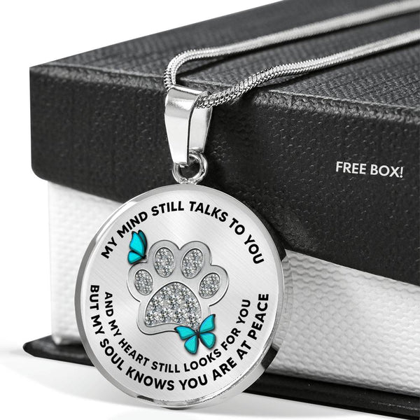 JL1507005 My Mind Turquoise Butterflies Silver One Paw Luxury Necklace with Back Engraving
