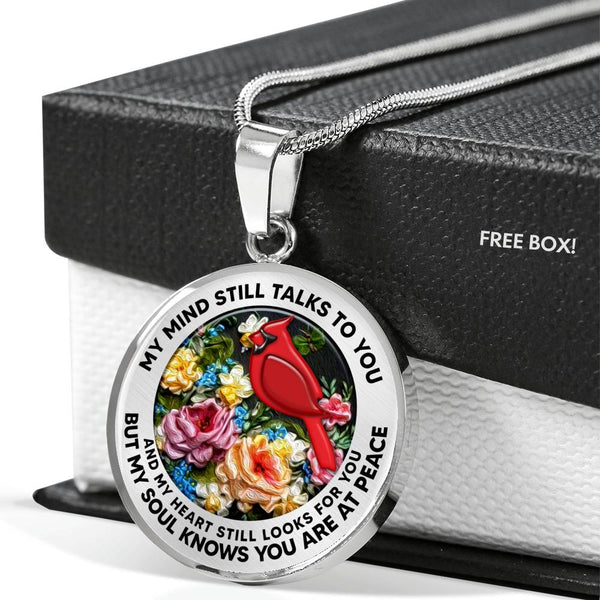 AG2908057 My Mind Still Talks To You Red Cardinals Flower Luxury Necklace with Back Engraving