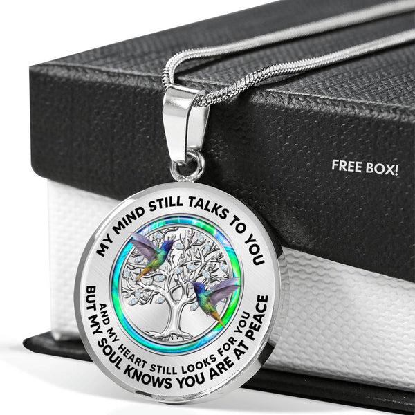 JL2307001 My Mind Hummingbird Opal Circle Silver Tree Of Life Luxury Necklace with Back Engraving