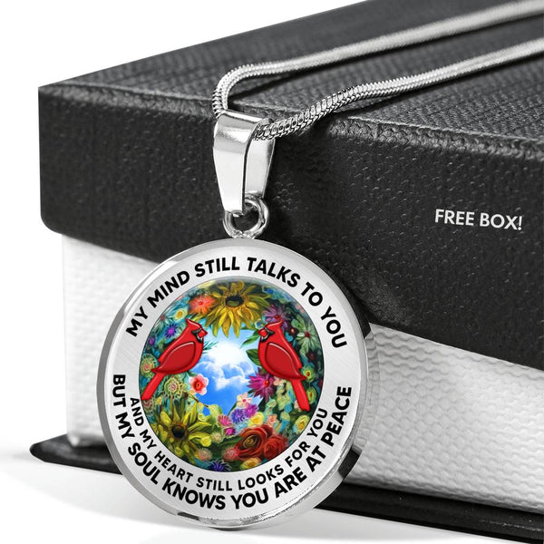 AG2208054 My Mind Still Talks To You Red Cardinals Flower  Luxury Necklace with Back Engraving