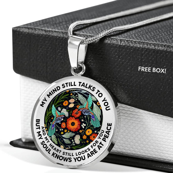 AG2608070 My Mind Still Talks To You Hummingbirds Flower Luxury Necklace with Back Engraving