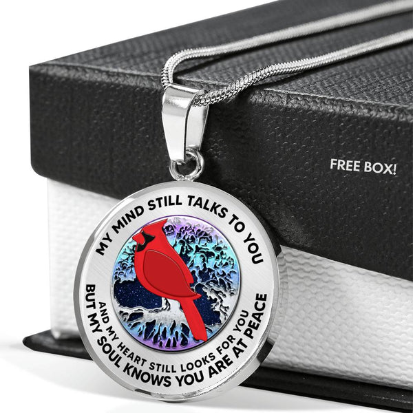 JL2207001 My Mind Red Cardinals  And Metal Tree Of Life With Galaxy Luxury Necklace with Back Engraving