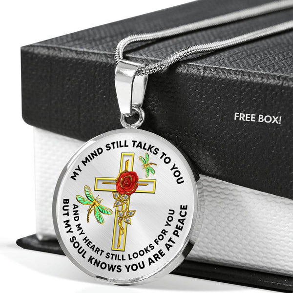 JL2107005 My Mind Still Talks To You Golden Dragonflies Rose Double Cross Luxury Necklace with Back Engraving