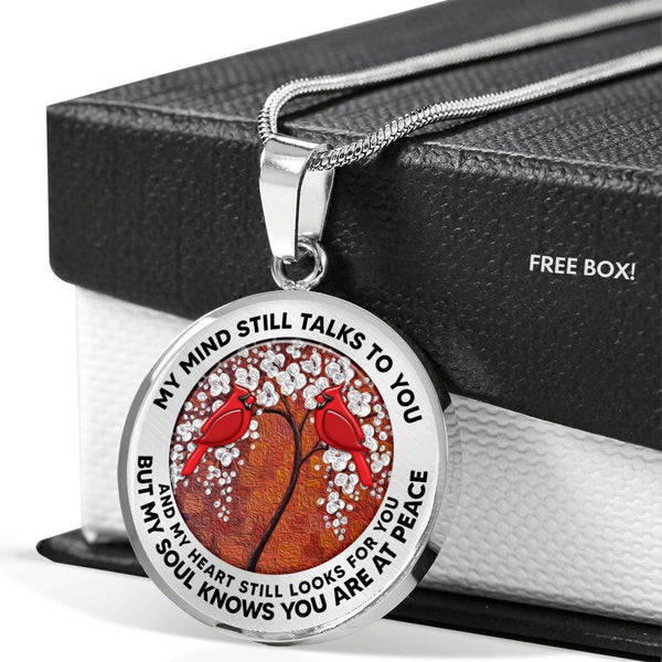 AG2508046 My Mind Still Talks To You Red Cardinals Flower Luxury Necklace with Back Engraving