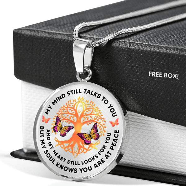 My Mind Still Talks To You Butterfly Pink Tree Of Life PT0013 Luxury Necklace with Back Engraving