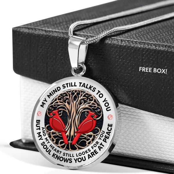 AG2008040 My Mind Still Talks To You Red Cardinals Tree Of Life  Luxury Necklace with Back Engraving