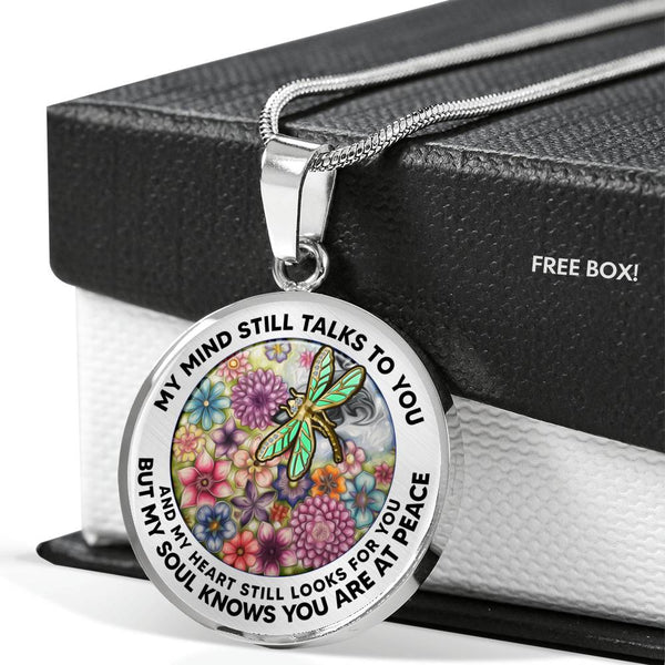 AG2208069 My Mind Still Talks To You Dragonflies Flower  Luxury Necklace with Back Engraving