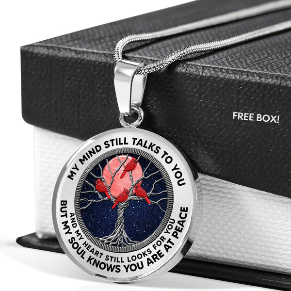 AG0608095 My Mind Still Talks To You Red Cardinals Silver Moon Tree Of Life And Galaxy Luxury Necklace with Back Engraving