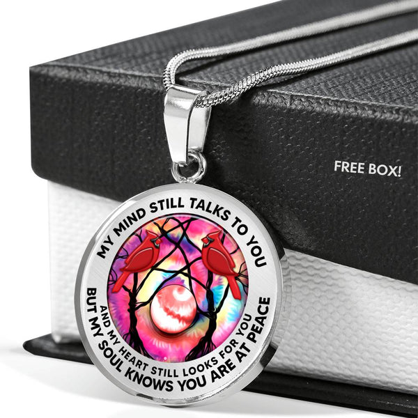 AG2108034 My Mind Still Talks To You Red Cardinals Tie Dye Tree Of Life  Luxury Necklace with Back Engraving