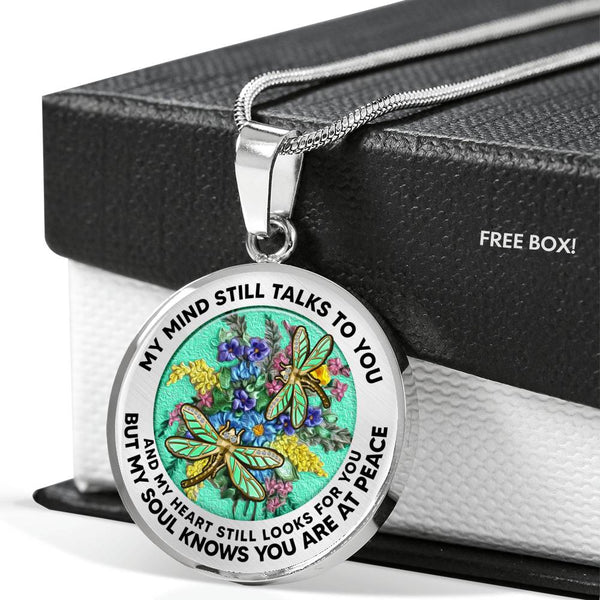 AG2908072 My Mind Still Talks To You Dragonflies Flower Luxury Necklace with Back Engraving