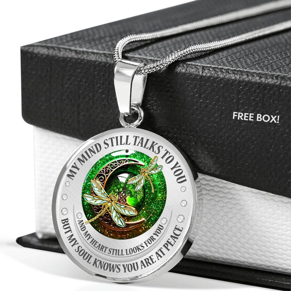 My Mind Still Talks To You Dragonflies Celtic Tree Of Life And Moon SP1909056 Luxury Necklace with Back Engraving