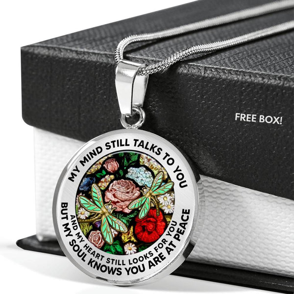 AG2608060 My Mind Still Talks To You Dragonflies Flower Luxury Necklace with Back Engraving