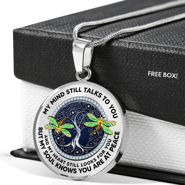 JL2207011 My Mind Golden Dragonflies Silver Tree Of Life Luxury Necklace with Back Engraving