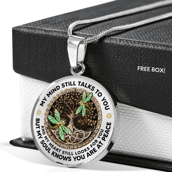 AG1508026 My Mind Still Talks To You Dragonflies Tree Of Life  Luxury Necklace with Back Engraving