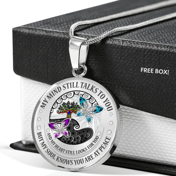 My Mind Still Talks To You Purple And Turquoise  Butterflies Chakra Tree Of Life SP1909020 Luxury Necklace with Back Engraving