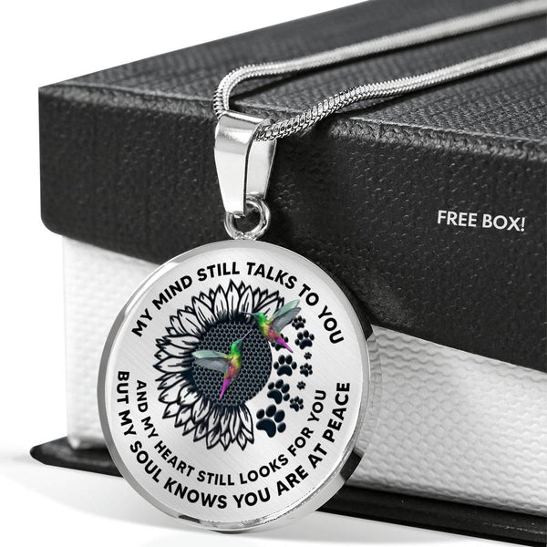 JL1707002 My Mind Green Hummingbirds Sunflower And Paws Luxury Necklace with Back Engraving