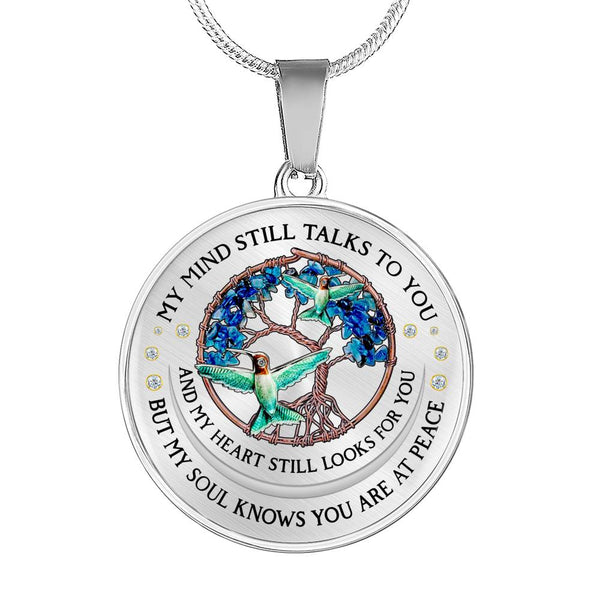 POLVSH0039 Hummingbird Sapphire Tree Of Life My Mind  Still Talks To You Luxury Necklace with Back Engraving