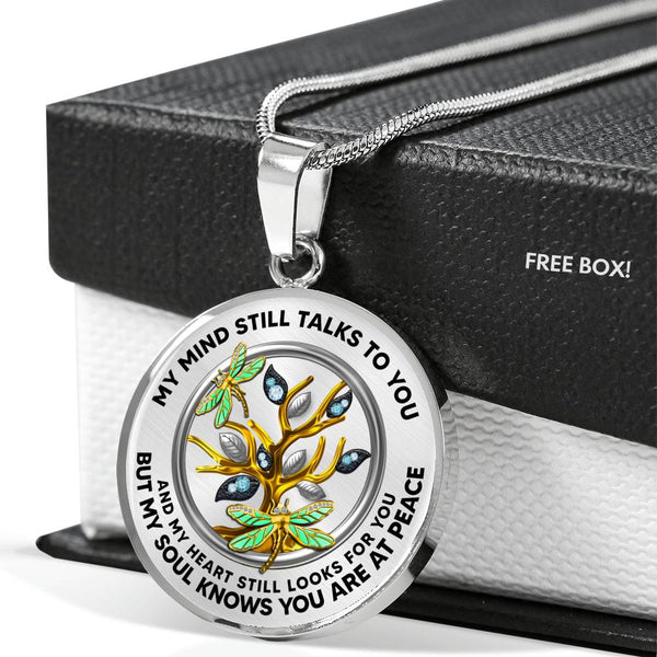 JL2207008 My Mind Golden Dragonflies Gold Diamond Tree Of Life  Luxury Necklace with Back Engraving