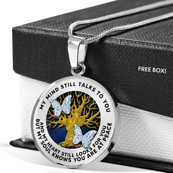 B070605 My Mind Still Talks To You Diamond Butterflies Luxury Necklace with Back Engraving